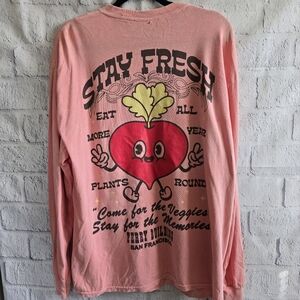 Urban Outfitters Stay Fresh Pink Long Sleeve Oversized Tee Small